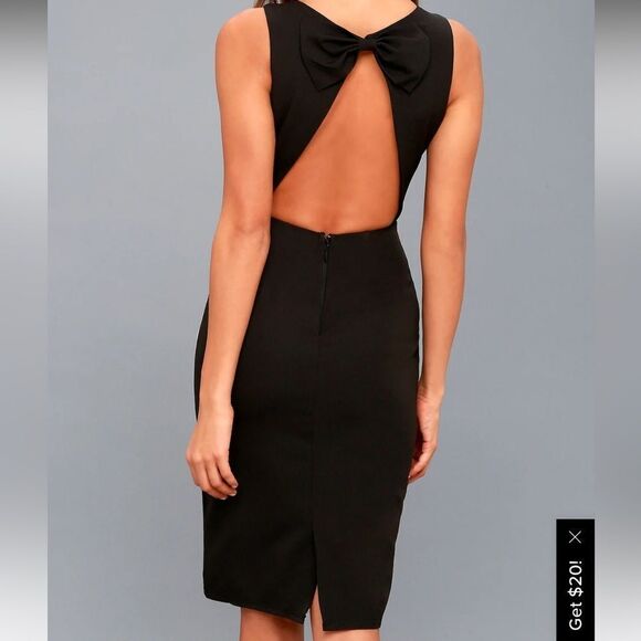 Lulus Be Mine Black Open Back Midi Dress Small Nwt - Picture 3 of 7